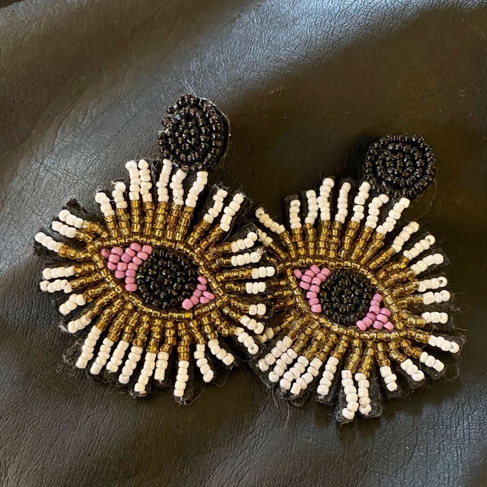 Anthropologie Beaded Evil Eye Earrings